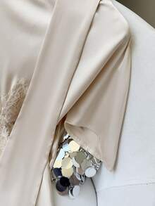 GMFP Women's Spring/Summer Casual Elegant Fashion Contrast Lace Satin Texture Hollow Waist Apricot Skirt, Date Daily Gathering Y2K Back To School Graduation Season Women's Outfit Item Halloween Christmas Top - Apricot - View 7