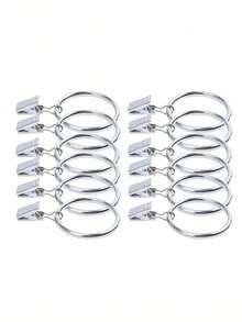 [Curtain Clip Rings] 10pcs Curtain Rings With Clips, Curtain Hooks Shower Curtain Rings, Inner Diameter Curtain Clip Rings With Clips Silver, Curtain Fixing Accessories - Silver - View 6