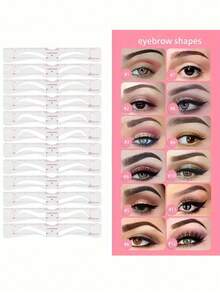 12pcs Eyebrow Shaping Kit, Includes Reusable Templates And Elastic Bands - 3 Minutes Quick Perfect Eyebrow Makeup, Headband Style Silicone Eyebrow Mold, Suitable For Beginners, Reusable Silicone Eyebrow Shaping Template Set - Multicolor - View 4