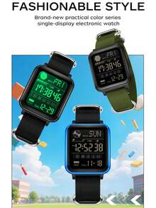 SANDA. SANDA Men's Digital Watch With Multifunction Square Dial And Silicone Strap - one-size - View 5