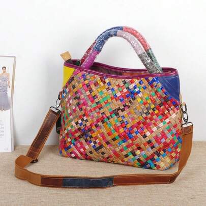 Colorful Random Genuine Leather Women's Crossbody Bag