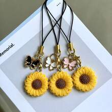 1pc Sunflower Phone Charm Pendant, Creative Small Accessory, Suitable As Gift - Multicolor - View 8