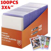 100PCS 3"X4" Transparent Card Sleeves, Plastic Open-Top Self-Sealing Protectors For Trading Cards, Sports Collectibles, Small Cards & Album Protection, Sleeves For Cards - 100pcs - View 1