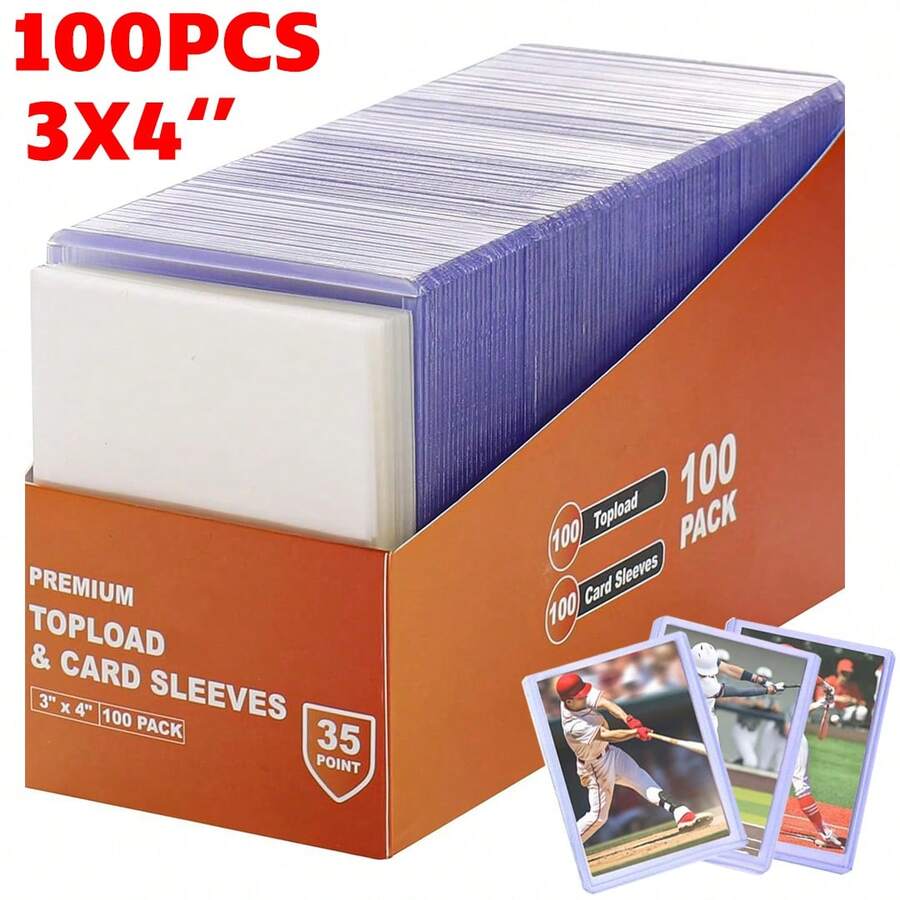 100PCS 3"X4" Transparent Card Sleeves, Plastic Open-Top Self-Sealing Protectors For Trading Cards, Sports Collectibles, Small Cards & Album Protection, Sleeves For Cards - 100pcs - View 1