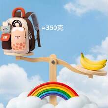 1pc Macaron Color Block Milk Tea Kids Backpack, Cute Preschool Backpack For Boys And Girls, Lightweight School Bag For Toddlers And Young Children, Travel Bag - Multicolor - View 9
