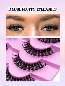 7 Pairs Russian Strip False Eyelashes, Fluffy Soft Thin Faux Mink Lashes, Enhance Eye Radiance, Suitable For Daily, Party, Date Makeup And Eyelash Extensions - Black - View 3