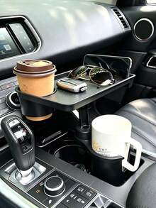 2-In-1 Multifunctional Car Cup Holder Expansion Tray, Car Beverage Cup Holder Expansion Bracket With Storage Tray, Car Food Tray Organizer, Fits Cup Holders Up To 75mm Diameter - A - View 2
