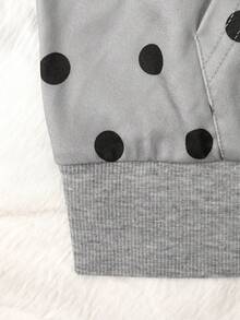 Women's Zipper Front Pocket Polka Dot Hooded Sweatshirt - Multicolor - View 8