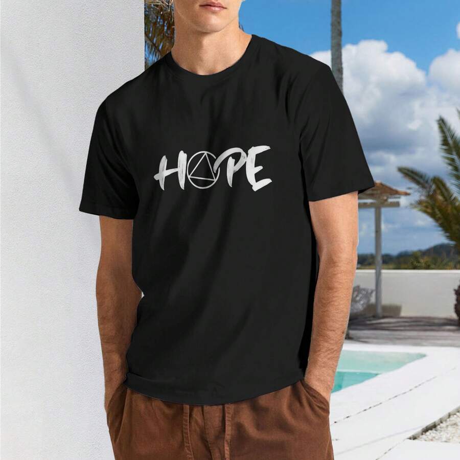 12 Step Recovery T Shirt For Men   Sobriety Support Graphic Tee, Alcohol Free Hope Shirt - Shape - View 1
