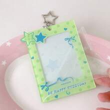 1pc Polka Dot Bow Photocard Holder With Star Keychain, Cute Acrylic Card Sleeve, Portable Idol Photo Card Cover, Student ID Badge Holder, Decorative Campus Card Case For 3 Inch Photocard Collection, Back To School - Card Sleeve - View 7