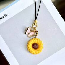 1pc Sunflower Phone Charm Pendant, Creative Small Accessory, Suitable As Gift - Multicolor - View 3