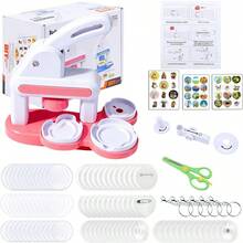 1 Set Badge Making Machine, 3-In-1 Round/Heart-Shaped Brooch Button Maker, Includes 36pcs Button Accessories And Tools, Can Make Fridge Magnets, Keychains, Brooches, Multi-Function Creative Press Machine Badge Punching Set, Suitable For School DIY Handmade Arts & Crafts Gifts, No Installation Required - A - View 17