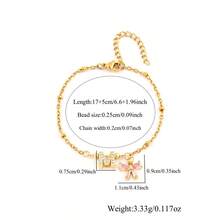 1pc Classic Initial Bow-Knot Gold Color Stainless Steel Chain Bracelets For Women - Gold Micro-applique Letters - View 2