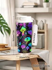 1個/5個 500ml 霓虹蘑菇車用馬克杯 不鏽鋼可靠保溫保冷 翻蓋式杯蓋附咖啡掛繩 適合辦公室、公路旅行與學習 節日生日時尚禮物 - 多色-蘑菇 - 查看 9