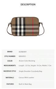 Burberry Check Patterned Women's Camera Bag 80844951 - 棕色拼色80844951 - 查看 8