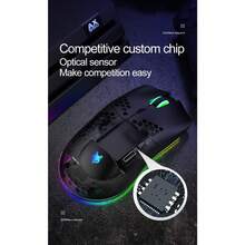 CHANGXIE Mouse Gaming Nirkabel, Mouse Tanpa Kabel USB 2.4G Honeycomb, Mouse Gaming Komputer RGB Isi Ulang dengan Lampu LED, Paracord Tanpa Gesekan, Desain Ergonomis, Cocok untuk Bermain Game di Rumah dan Penggunaan Kantor, Hadiah Halloween - Hitam - Versi Baru - View 6