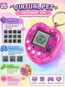 4Pcs Mini Virtual Pet Game Console, Heart-Shaped Transparent Design, Portable (Can Be Used As A Keychain Or Bag Charm), Educational Toy For Kids, Perfect For Raising And Interacting With, Great Gift For Boys And Girls For Christmas, Back To School - Multicolor - View 7