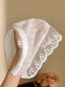 1pc Women Women's French Country Style Lace Hairband, Triangular Scarf Headband, Beach Hairband, Lace Frill Headband, Hair Accessory - Multicolor - View 7