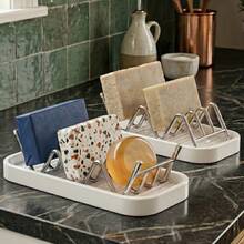 Wavy Soap Dish Drain Rack, Bathroom Soap Holder Drain Rack, Stainless Steel Kitchen Drain Rack, Countertop Sponge And Cleaning Cloth Drain Rack (Beside Sink), Quick Drainage, Keeps Countertop Dry, Securely Holds Sponges And Steel Wool - Multicolor - View 1