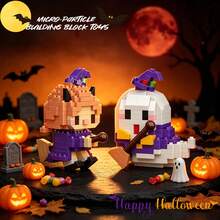 6pcs/Set Halloween Series Micro Particle Building Blocks Toy, ABS Resin Material, Multiple Creative Unique Designs, DIY Handmade Assembly Toy, Educational Stress Relief Puzzle Toy, Desktop Furniture Atmosphere Decor, Suitable For Birthday, Halloween, Christmas, Eid, National Day, Back To School Gifts - Multicolor - View 3