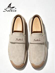 Salkin 新款設計師手工女款樂福鞋 穿脫方便 平底駕駛鞋 輕量柔軟舒適休閒鞋 不壓腳貼合設計 戶外運動鞋 百搭洋裝與牛仔褲 媽媽鞋 返校大學風學生鞋 日常徒步走路鞋 假期禮物 春夏秋大尺碼女鞋 - 米色 - 查看 4