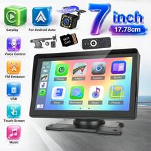 7 Inch HD Touchscreen Car Play Display Portable Car Radio Wireless CarPlay Android Auto Bluetooth GPS Navigation Mirror Link Rear View Camera, FM AUX/USB+ 64G TF Card Remote Control No Battery - D - View 1