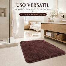 Alfombra de Baño Rectangular de 40x60cm, Tapete Suave de Fibra de Poliéster y Base de Caucho Antideslizante para Ducha y Salida de Bañera, Alfombrilla Absorbente Color Sólido - Rojo - Ver 3