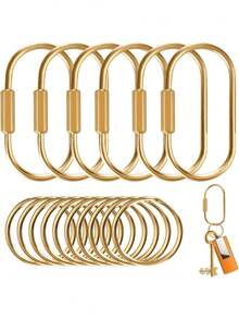 16pcs Key Ring Set, Unisex Key Chain Storage Buckle With Spiral Lock, DIY Keychain, DIY Wallet Making Materials - Multicolor - View 1