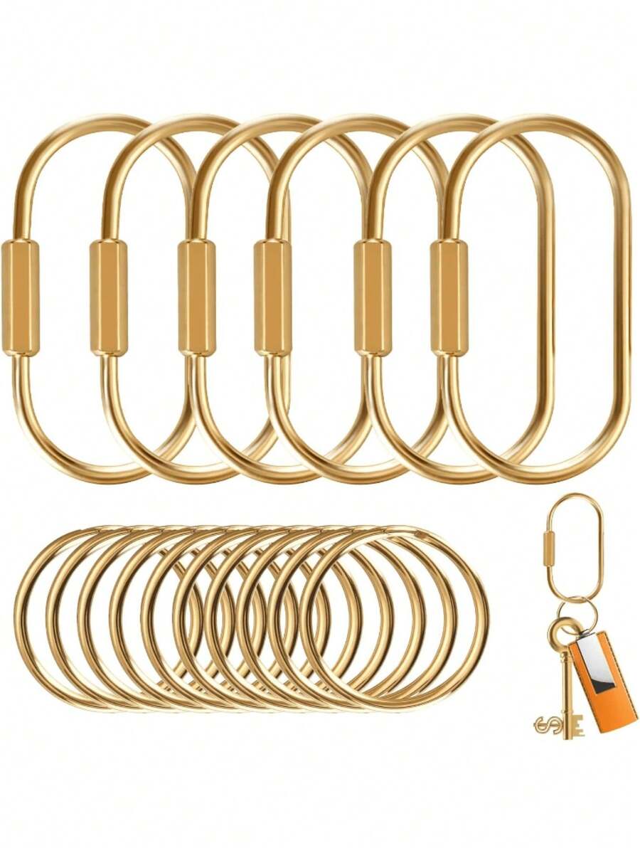 16pcs Key Ring Set, Unisex Key Chain Storage Buckle With Spiral Lock, DIY Keychain, DIY Wallet Making Materials - Multicolor - View 1