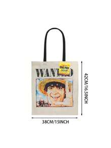 1pc Toei Animation Canvas Tote Bag, Cartoon Character Handbag, Reusable Shopping Bag, Travel/School Backpack, Fan Gift - 1 Pc - View 4