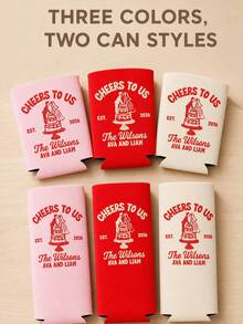 Personalized Wedding Can Coolers, Custom Text Can Sleeves For Reception Drinks, Bride And Groom Cake Design, Wedding Favors For Guests - Multicolor - View 2