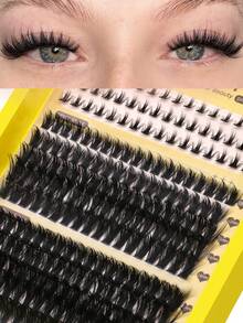 GROINNEYA Large Capacity 233PCS Thick Dramatic Cluster Lashes Fluffy Soft Individual Lashes 10-20mm Mix Length Lash Clusters 2-IN-1 Upper Lash Set For DIY Lash Extension,Glam Volume Fake Lash Clusters,Suitable For Random Makeup,Travel Essential - C - View 7