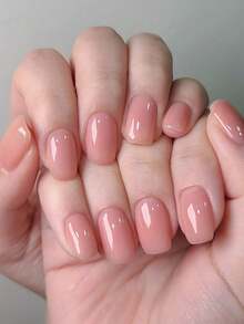 Cambia tus uñas con 24 piezas/set de uñas postizas de cobertura completa de forma cuadrada corta en color rosa claro minimalista, incluye 1 pieza de pegamento de gelatina y 1 pieza de lima de uñas, perfecto para mujeres y niñas en fiestas, citas y uso diario - Rosa Pálido - Ver 1