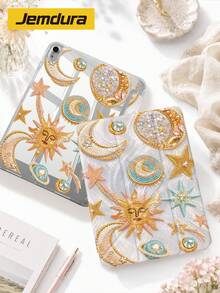 Jemdura, Compatible With IPad, Vintage Starry Sky Theme Moon & Universe Pattern Acrylic Tablet Protective Case, 10.2 /10.5 Inch, 10th/11th Gen (A16), Mini 6/7 8.3 Inch, Air 5/6/7 10.9 Inch/11 (M2/M3), With Pencil Slot Storage, Y-Fold Flip Cover Protective Case, Multi-Angle Folding, Supports Sleep/Wake Function - Multicolor - View 2