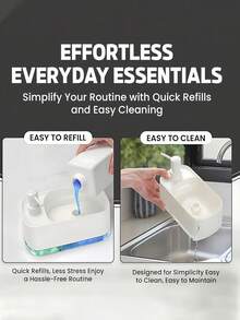 Dispenser Sabun/Sabun Cuci Piring 2-in-1 dengan Botol Pompa dan Tempat Spons, Dispenser Sabun Cuci Piring Multifungsi, Rak Penyimpanan Meja Kamar Mandi, Cocok untuk Dapur, Kamar Mandi, Aksesori Dekorasi Kamar Mandi, Dekorasi Kamar Mandi Rumah, Perlengkapan Perjalanan - MultiWarna - View 8