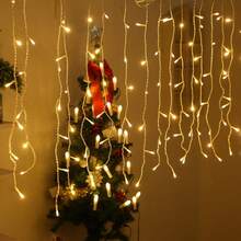 Christmas LED Fairy Waterfall Lights, Battery Powered, 8 Lighting Modes, Window Icicle Lights, New Year Party, Wedding, Bedroom, Living Room, Atmosphere Hanging Decoration Lights - Battery-operated Icicle String Lights - View 9