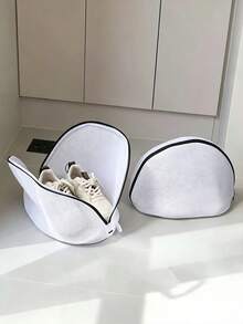 Túi giặt giày gia dụng tiện lợi, lưới thoáng khí, hình bán nguyệt có khóa kéo, khóa kéo và đường viền gia cố, giảm trầy xước và rối cho giày thể thao, túi bảo vệ giặt giày, vừa máy giặt, dụng cụ sắp xếp vệ sinh giày dép hàng ngày tại nhà - Nhiều màu - Xem 7