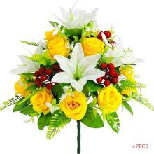 Flores Artificiais para Cemitério, Buquê Memorial para Cemitério, Flores Artificiais para Decoração de Cemitério, Arranjo Floral Resistente ao Desbotamento para Uso Externo, Adequado para Lápides, Pedras Tumulares e Cemitérios, Flores para Cemitério, Decoração de Cemitério - Multicolorido - Visão 11
