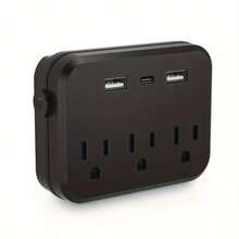 6-In-1 Portable Surge Protector With 3 AC Outlets, 2 USB Ports, And 1 USB-C Port For US Travel - US B Type Plug(110-127V) - View 5