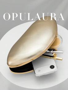 OpulAura 女款極簡不對稱方型奢華 PU 皮革晚宴手拿包，優雅迷人的晚宴包，閃耀夜色正式派對手拿包，浪漫婚禮鏈條肩帶手提包 - 金色 - 查看 4