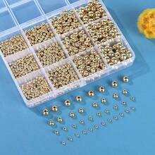 400顆金色光滑圓珠,3/4/6/8mm,金色隔珠套組,適用於DIY手鍊、項鍊、手工藝品 - 彩色 - 查看 2