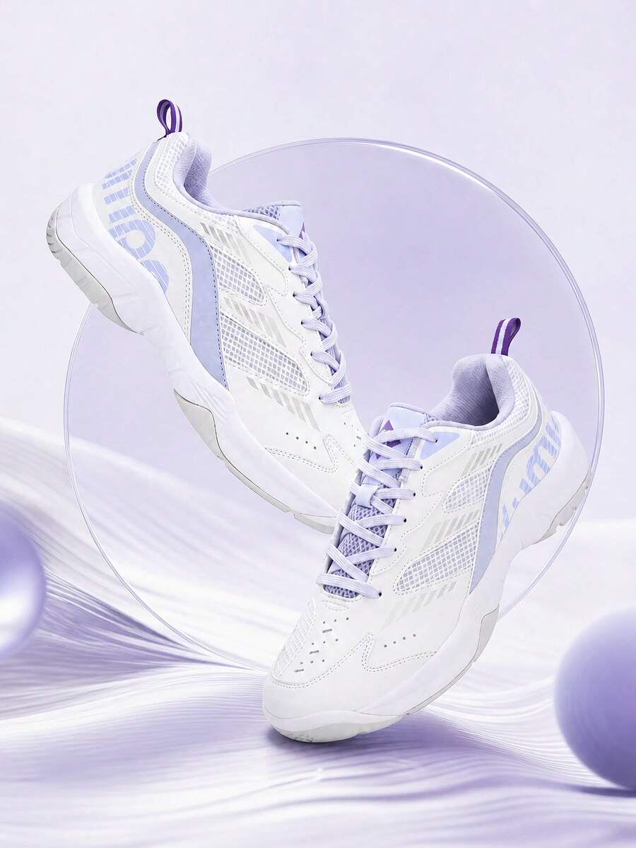 KUMPOO Men's Training Shoes Low-Top Anti-Slip Cushioning Lightweight Daily Sports Shoes KHR-D16 - White/Light Purple - View 1