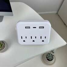 6-In-1 Portable Surge Protector With 3 AC Outlets, 2 USB Ports, And 1 USB-C Port For US Travel - US B Type Plug(110-127V) - View 4