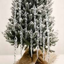 12/24/36pcs Crystal Clear Christmas Tree Hanging Icicle Decorations, Suitable For Holiday And Winter Party Decor - Multicolor - View 2