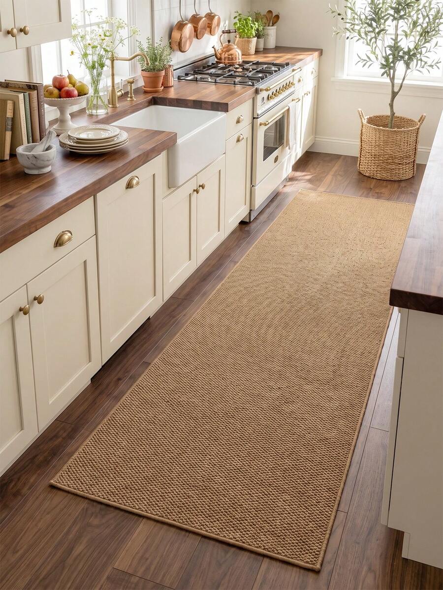 1pc Faux Jute Absorbent Kitchen Rug, Dining Room, Living Room, Bedroom, Room Holiday Decor, Pet-Friendly Indoor/Outdoor, Cat Scratch Pad, Office, Lobby, Non-Slip Doormat, Bathroom Rug, Hallway, Study Gaming Area Rug.