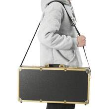 InSyoForeverEC Borsa da trasporto per parrucchiere, valigetta per strumenti da barbiere, custodia per trimmer, scatola per parrucchiere, organizer per forbici e pettini, box portatile per tagliacapelli, set di styling da viaggio, custodia da trasporto con serratura, nero e oro - A - Visualizzare 9
