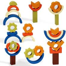 Montessori Wooden Building Blocks Toy, Colorful Creative Shape Puzzle Set, STEM Learning Construction Blocks, Suitable For Boys And Girls - Multicolor - View 5