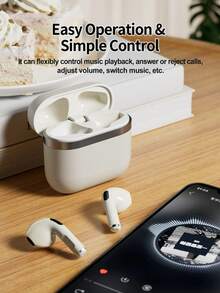 Wireless Bluetooth Earbuds, Low Latency, HiFi Stereo, Touch Control, Wireless Charging Case, Compatible With All Smart Bluetooth Devices - Ideal For Fitness, Travel, Commuting And Daily Use - White - View 2