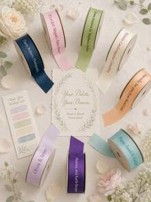 Customized Satin Ribbon, 25mm Personalized DIY Ribbon, Gift Wrapping, Birthday, Wedding, Anniversary, Woven Ribbon Bow Decoration Gifts, School Supplies, Back To School Season - Multicolor - View 9
