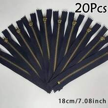 8/15/20Pcs #3 Closed End Brass Zipper, Copper Teeth Jeans Clothing Pants Zipper, Self-Locking - Multicolor - View 22